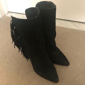 Genuine Suede Fringe Boots